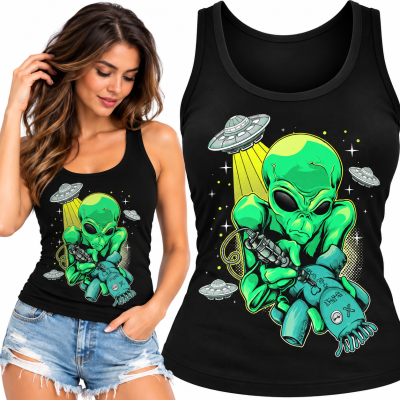 TANK TOP ŚMIESZNY DAMSKI ALIEN